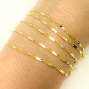14K Solid Yellow Gold Bars and Singapore Chain